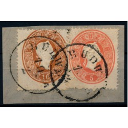 Österreich 1861 2-Fraben-Frankatur:10+5kr, BUDWEIS. Schön!