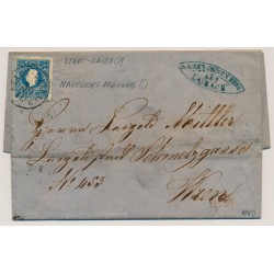 Österreich 1860 15kr NAGELKOPFPRÄGUNG! Brief (Inhalt) STADT-LAIBACH (Kr) - WIEN