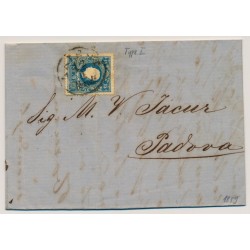 Österreich 1859 15kr, Type I. ZENTRIERT! Brief, TRIEST/Abends nach PADOVA.