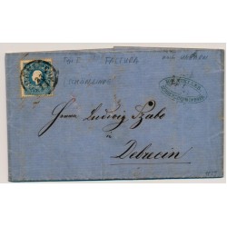Österreich 1859 15kr, TYPE I.! Brief, RECHNUNG!, SCHÖNLINDE (B) nach UNGARN