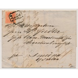 Österreich 1860 5kr, Type II. Brief (Inhalt), PRAG nach MUNCIFAI. HÜBNER Sig.