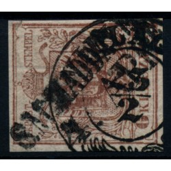 Österreich 1850 6kr, DOPPELENTWERTUNG:VILLACH/23/2+S.M.MADDALENA/4/APR