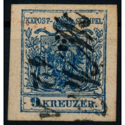Österreich 1850 9kr, MP, Type III. DICKES PAPIER! PLATTENFEHLER! Wr.NEUSTADT