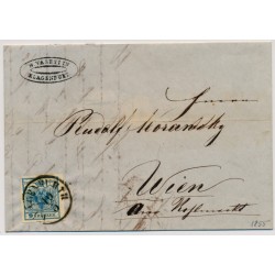 Österreich 1855 9kr, Brief (Inhalt) KLAGENFURTH nach WIEN. Schön!