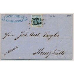 Österreich 1851 9kr, HP, TYPE I.! Brief (Inhalt) WIEN nach KREUZHÜTTE.
