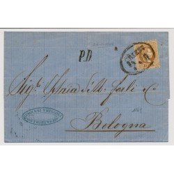 Österreich 1869 15kr, grober Druck, AUSLANDS-Brief TRIEST nach BOLOGNA. P.D.