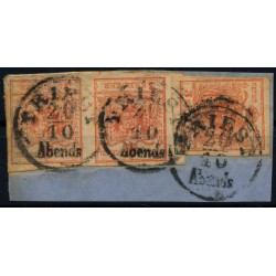 Österreich 1850 3*3kr, Briefstück, auch Paar drin! MP, Type III. TRIEST/Abends