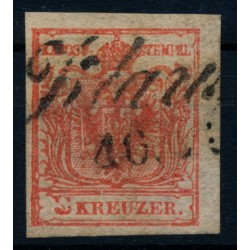 Österreich 1850 3kr, RANDDRUCK! STARK QUADRILL.PAPIER! P.F. KLAUSEN (Tirol) 12P