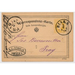 Österreich 1876 2kr Korr-Karte BIALA (Galizien) nach PRAG. ABSENDERSTEMPEL!