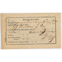 Österreich 1858 AUFGABS-Recepisse mit PETSCHAU (B) Stempel. Sehr schön!