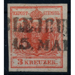 Österreich 1850 3kr, HP, Type I. FARBTIEF! PAPIERKORN! P.F.! BLEJBURG (K) 12P!