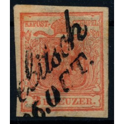 Österreich 1850 3kr, HP, Type I. PLATTENFEHLER! TREBITSCH (M)