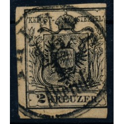 Österreich 1850 2kr, TIEFSCHWARZ! PLATTENFEHLER bei '2'! TRIEST/Abends (Kü)