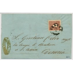 LOMBARDEI-VENETIEN 1860 10sld. Brief, VERONA nach VENEZIA. Grünes Papier