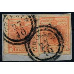 Österreich 1850 2*3kr auf Briefstück, HP, Type I. TRIESTE (Kü) Schön!