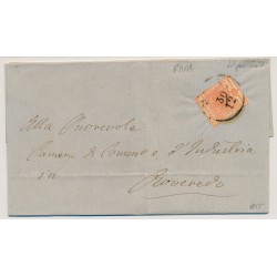 Österreich 1855 3kr, LILIPUTSCHNITT! Brief RIVA (Tirol) nach ROVEREDO.
