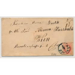 Österreich 1874 5kr Briefkuvert, SCHWARZBLAU-Stempel PRELOUC (B) Kl:20P