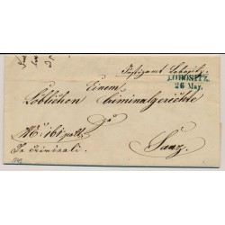 Österreich 1849 Brief (Inhalt) mit BLAUSTEMPEL LOBOSITZ (B) nach SAAZ.