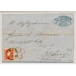 Österreich 1859 5kr, TYPE I.! Brief (Inhalt) PRAG/B.H. - TETSCHEN a/Elbe
