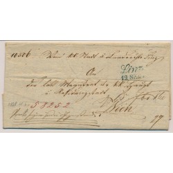 Österreich 1846 Brief (Inhalt) BLAUSTEMPEL LINZ. Rücks. ROTSTEMPEL!