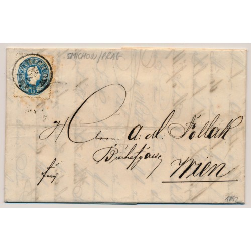 Österreich 1862 15kr, Brief (Inhalt) SMICHOW/PRAG nach WIEN.