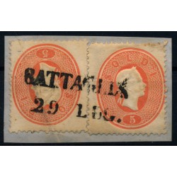 LOMBARDEI-VENETIEN 1861 2*5sld.Briefstück, BATTAGLIA