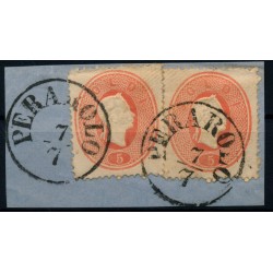 LOMBARDEI-VENETIEN 1861 2*5sld. Briefstück. PERAROLO