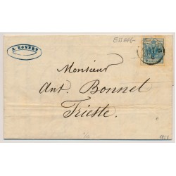 Österreich 1857 9kr, Brief (Inhalt) ESSEGG (Ks) nach TRIESTE.