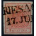 Österreich 1850 3kr, ROSSAROT! ÜBERFÄRBTER DRUCK! FRIESACH (K) VÖB! P!