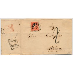 LOMBARDEI-VENETIEN 1860 5sld. Brief (Inhalt) VERONA. ROTSTEMPEL MILANO