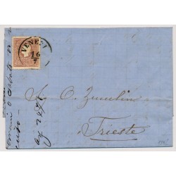 LOMBARDEI-VENETIEN 1862 10sld. Type II. Brief, VENEZIA nach TRIESSTE.