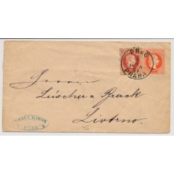 Österreich 1881 5kr GA-Umschlag+5kr AUSLANDS-Brief PRAG nach LIVORNO.