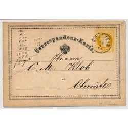 Österreich 1871 2kr Korr-Karte KOJETEIN (M) Kl:10P! Nach OLMÜTZ. Signum