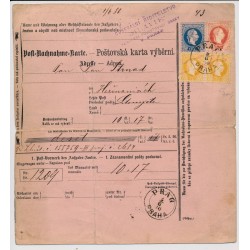 Österreich 1880 10kr POST-NACHNAHME-KARTE+5kr+2*2kr, PRAG - LEITOMISCHL