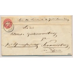 Österreich 1866 5kr, waagr.Bug! Brief (Inhalt) WEITERSFELD (Nö) Mü:35P!