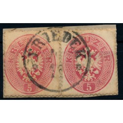 Österreich 1863 2*5kr auf Briefstück, FRIEDEK (Sch) Mü:30P! Schön!