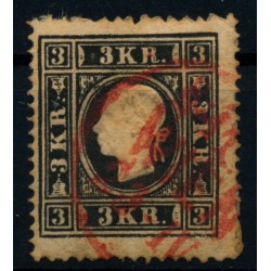 Österreich 1858 3kr, schwarz, Type II. ROTSTEMPEL WIEN, Kw:290,-€! VÖB!