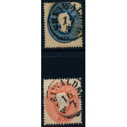 Österreich 1861 2Stk. Marke:15kr, dunkelblau und 5kr, FREIWALDAU (Sch)