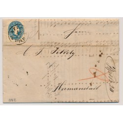 Österreich 1862 15kr, Brief (Inhalt) NEUBAU/IN WIEN nach UNGARN.