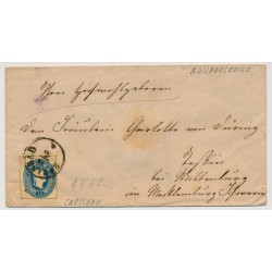 Österreich 1862 15kr, AUSLANDS-Briefkuvert CARLSBAD. Rückseitig BERLIN