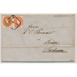 Österreich 1862 10+5kr AUSLANDS-Brief (Inhalt) PRAG nach RIESEN (Schsen)