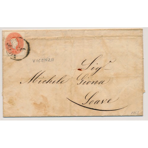 LOMBARDEI-VENETIEN 1862 5sld. Brief (Inhalt) VICENZA nach SOAVE