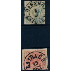 Österreich 1850 2Stk.Marke:-9kr, und -3kr, Verschiedene LAIBACH (Kr)