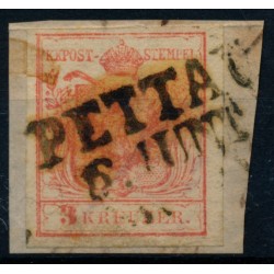 Österreich 1850 3kr, HP, Tpe I. Unten FARBSTOFFMANGEL! PETTAU (St)
