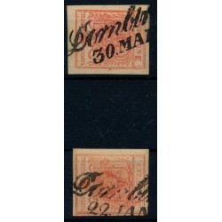 Österreich 1850 2Stk.Marke:beide 3kr, MP, Type III. DORNBIRN (V)