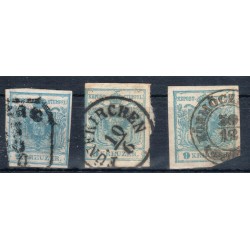 Österreich 1850 3Stk.Marke! Alle 9kr, HP, TYPE I.! Interessantes Lot!
