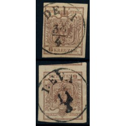Österreich 1850 2Stk.Marke:beide 6kr, MP, Type III. DEVA (Sb)