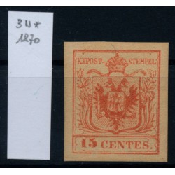 LOMBARDEI-VENETIEN 1850 15C, NEUDRUCK 1870! OG und Falz. STRAKOSCH Best.