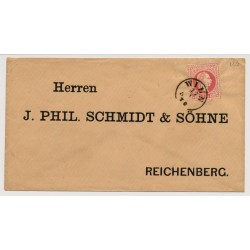 Österreich 1870 5kr WASSERZEICHEN! Briefkuvert von WIEN - REICHENBERG.