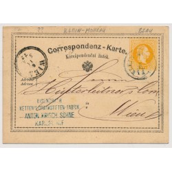 Österreich 1872 2kr Karte, BLAUSTEMPEL KLEIN MOHRAU (M) KLEIN Unbekannt!